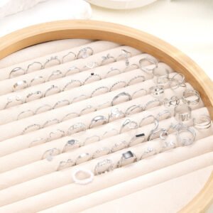 Pearl Simple Leaves Hollow Out Love Heart-shaped Ring 69-piece Set