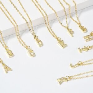 English Letter Necklace Micro Inlaid Zircon Plated 18K