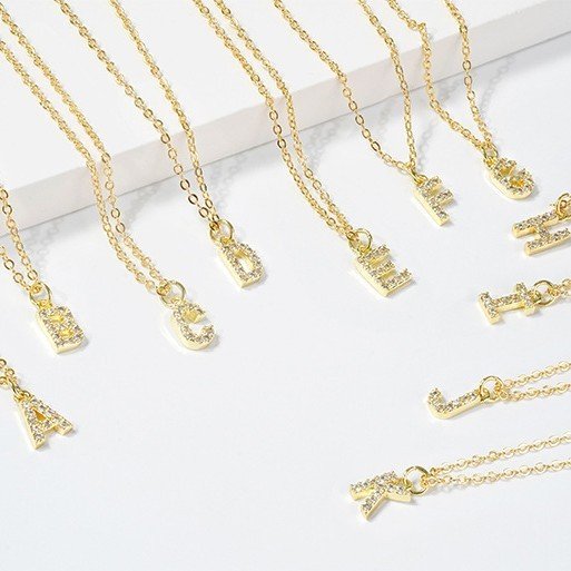 English Letter Necklace Micro Inlaid Zircon Plated 18K