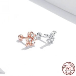 Sterling Silver Clover Butterfly Studs