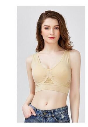 Plus Size No Steel Ring Sports Bra with Hollow Vent Holes for Yoga & Running