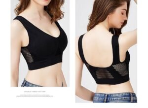 Plus Size No Steel Ring Sports Bra with Hollow Vent Holes for Yoga & Running