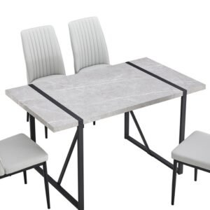 Modern Dining Table, 55 Inch Kitchen Table For 4 People, Rectangular Dinner Table For Dining Room, Home Office, Living Room Furniture, Easy Assembly,