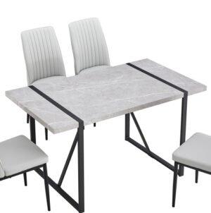 Modern Dining Table, 55 Inch Kitchen Table For 4 People, Rectangular Dinner Table For Dining Room, Home Office, Living Room Furniture, Easy Assembly,