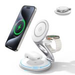 3-in-1 Wireless MagSafe Travel Charger Station - Foldable 30W Magnetic Charger for Multiple Devices