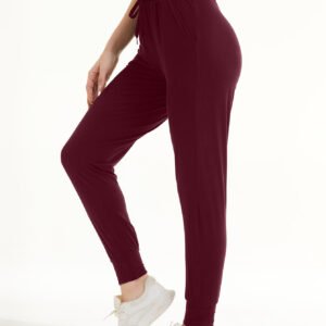 Sweatpants - Cropped New Solid Color Deep Crimson