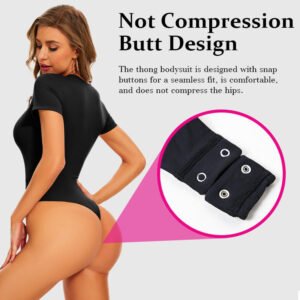 Women's Second-Skin Feel Crew Neck Bodysuit - Recycled Shapewear T-Shirt Tops with USA Warehouse Shipping