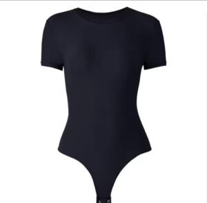 Women's Second-Skin Feel Crew Neck Bodysuit - Recycled Shapewear T-Shirt Tops with USA Warehouse Shipping
