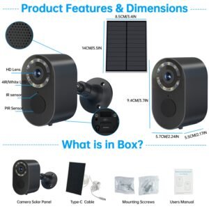 3MP Low Power Wireless Solar Panel IP Camera PIR WiFi Rechargeable Battery Security Outdoor Camera
