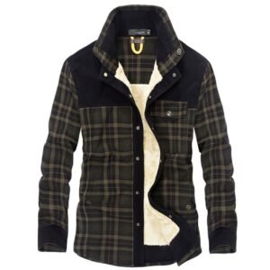 973535366126.jpg Winter Jacket Men Thicken Warm Fleece Jackets Coats Pure Cotton Plaid Jacket Military Clothes